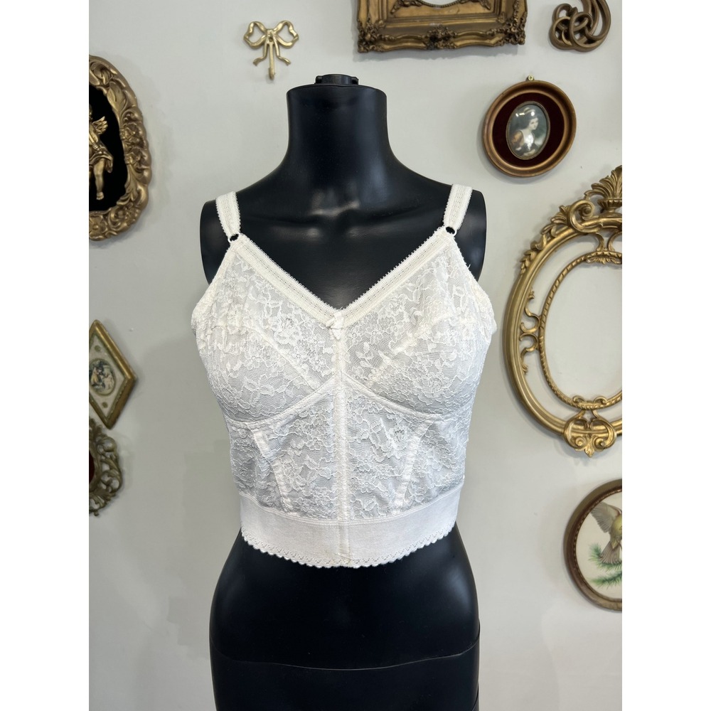 Vassarette White Lace Longline Bra Size 38B